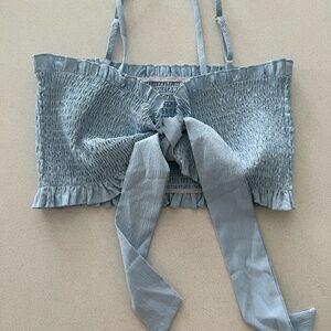 Baby Blue Ruched Tube Top w/ Optional Tie